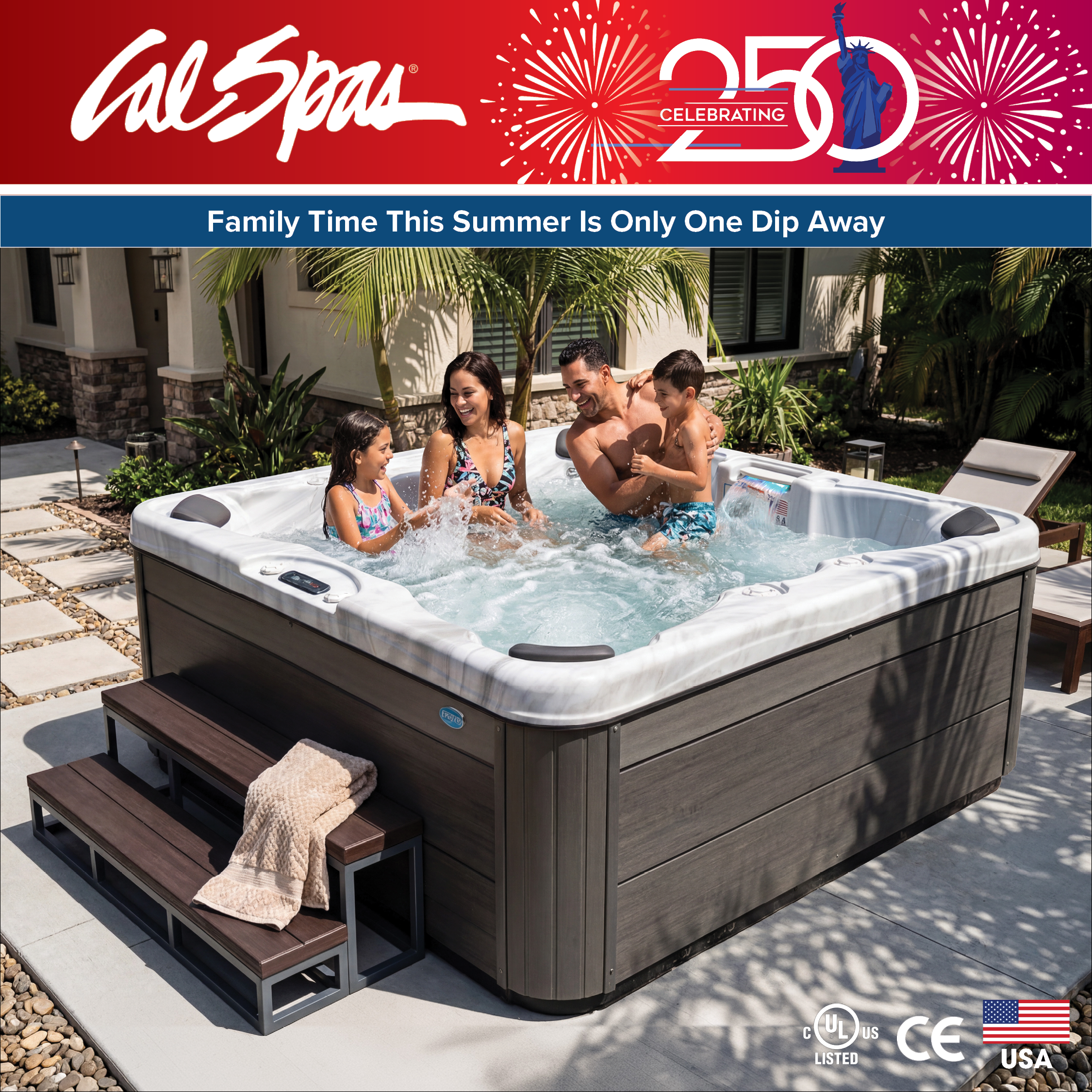 Calspas hot tub being used in a family setting - Yonkers